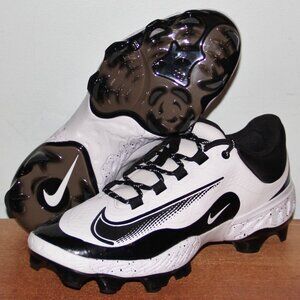 Nike Alpha Huarache Elite 4 Low MCS Baseball Cleats Mens 10 White Black